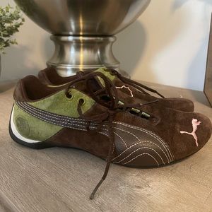Puma Future Cat Women’s Sneakers, Brand new never worn. Brown Pink Green size 8